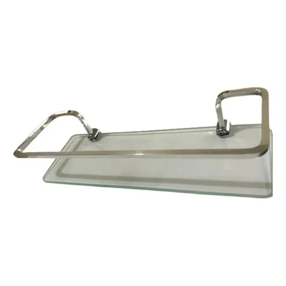 Porta Shampoo Prateleira Cromado Grade Quadrada Vidro Luxo Foto 1