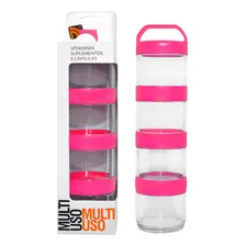 Porta Suplementos Multiuso Prottector 4 Potes Rosa Foto  mini 1
