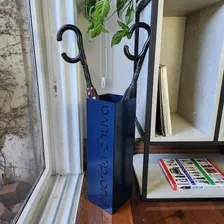 Porta Suporte Guarda-chuva Vazado Preto Cor Azul Escrito Foto  mini 1
