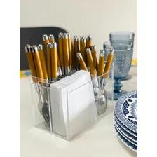 Porta Talher Acrílico 5 Divisórias Organiza Mesa Posta Foto mini  2