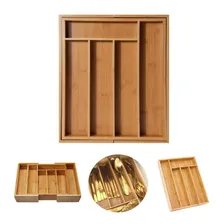 Porta Talher Ajustável Para Gaveta Bambu Top Organiza Foto mini 2