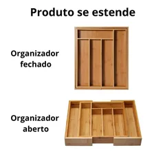 Porta Talher Ajustável Para Gaveta Bambu Top Organiza Foto mini 4