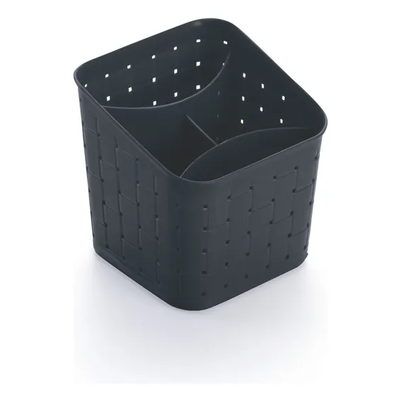 Porta talher escorredor preto com divisorias para cozinha Dasplast Foto 1