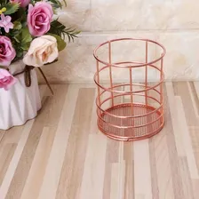 Porta Talher Pincel Organizador Aramado Bronze Cor Rosa Foto mini 2