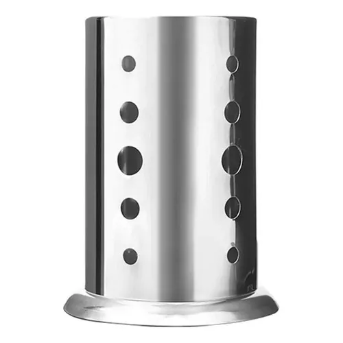 Porta Talheres De Inox Redondo Escorredor Vazado Cozinha Foto 1