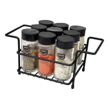 Porta Tempero 9 Potes Plastico Suporte Cozinha +kit 3 Quadro Cor Preto Foto mini 1
