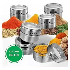 Porta Tempero Condimento Magnético Inox 3potes Imã Geladeira Foto mini 2