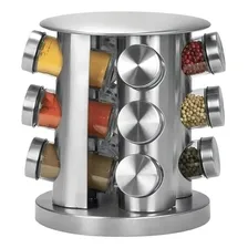 Porta Tempero Inox 12 Potes Em Vidro Girat贸rio Foto mini 1