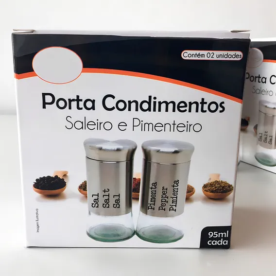 Porta Temperos De Vidro Pimenta, Sal - 3 Unidades 95ml Foto 1