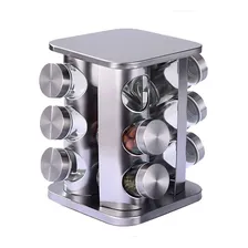 Porta Temperos E Condimentos Em Aço Inox Giratório 12 Potes Foto mini  3