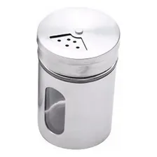 Porta Temperos Saleiro Sal Pimenta Vidro Aço Prata Armazenar Foto mini 1