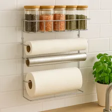 Porta toalha de papel de cozinha Araminas AÇO CROMADO prateado Foto mini 3