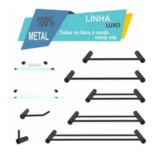 Porta Toalha Duplo 30cm Redondo Metal Preto Fosco Luxo Plus Foto mini 4