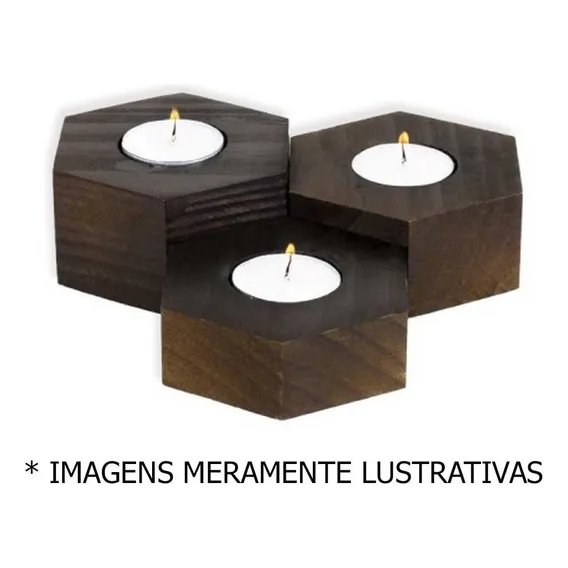 Porta Velas Trio Madeira Cor Ipê Foto 1
