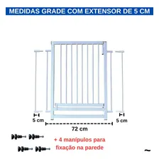 Portão Pets Grade Proteção + Extensor 5 Cm Cachorro Animais Cor Branco Foto mini  2