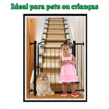 Portão Portãozinho Preto Petliz Grade Extensível Proteção Corredor Portas Escada Quarto Cozinha Pet Cachorro Criança Bebês 80 X 70cm Foto mini  3