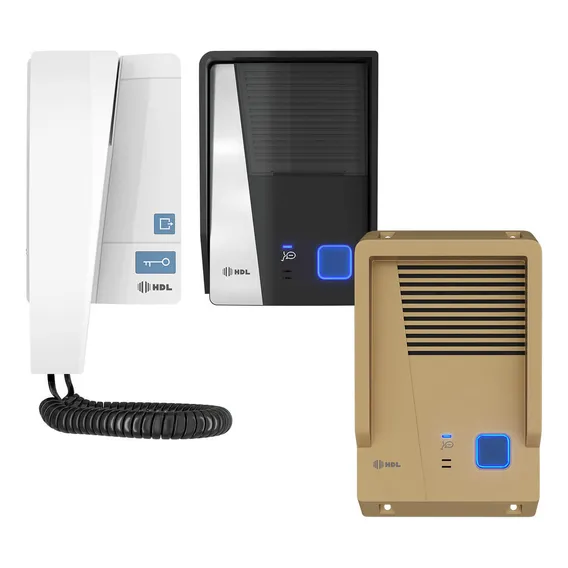 Porteiro Eletr么nico Hdl F8 S Ntl + Az02 + Protetor Interfone Cor Dourado-escuro Bivolt Foto 1