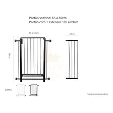 Portão Pet Grade Infantil Segurança 65 A 69cm 85cm A 89cm Cor Branco Império Diano Foto mini 2