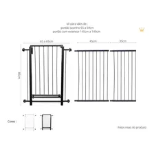 Portão Pet Grade Segurança com Travas 145cm a 149cm Cor Preto Jostech Foto mini 2