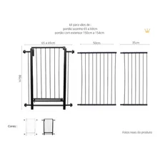 Portão Pet Grade Segurança com Travas 150cm a 154cm Cor Preto Império Diano Foto mini 4