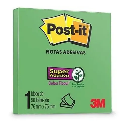 Post-it Verde Limão 90 Folhas 76x76mm - 3m Foto 1