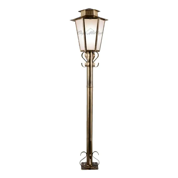 Poste Colonial Sextavado 1,20m Ouro Velho Ideal Cor Da Cúpula Dourado Cor Da Estrutura Dourado Foto 1