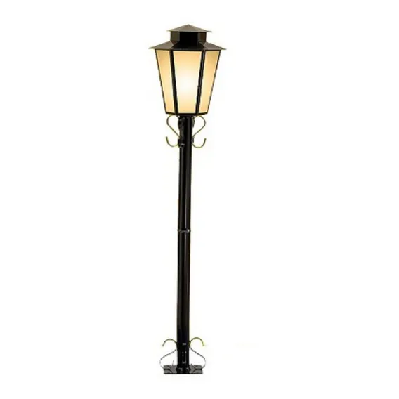 Poste Colonial Sextavado 1,25m Cúpula Preto Estrutura Leitoso Foto 1