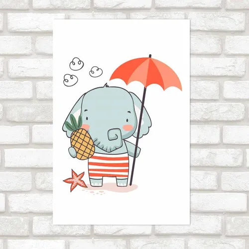Poster Decorativo Elefante Na Praia N09253 30x40cm Foto 1