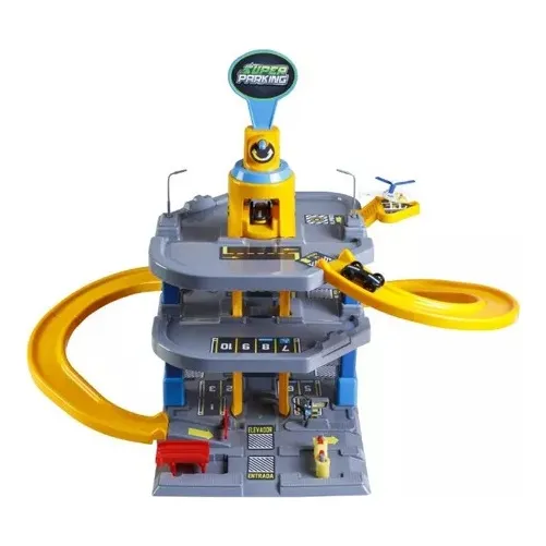 Posto Compatível Carrinhos Hotwheels Pista Cinza/amarelo Foto 1
