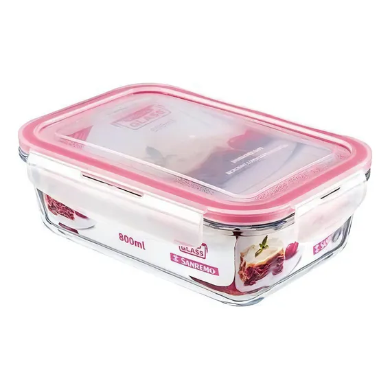Pote De Vidro Hermético Sanremo Retangular 800ml Foto 1