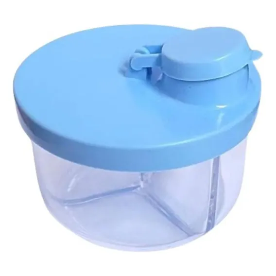 Pote Dosador Porta Leite Em Pó Pra Bebê Fórmula 3 Divisórias Cor Azul Foto 1