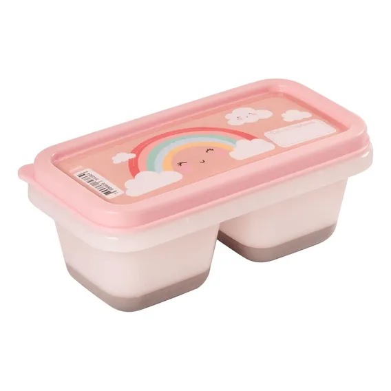 Pote Duplo Porta Papinha Rosa 140ml Plasutil Foto 1