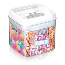 Pote Hermético AcrÃlico Quadrado Médio 1,1 Lts Cor Branco Foto mini 1