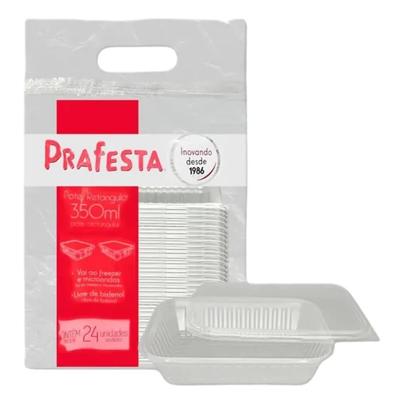 Pote Micro E Freezer 350ml Prafesta C/48u Marmita Fitness Cor Transparente Foto 1