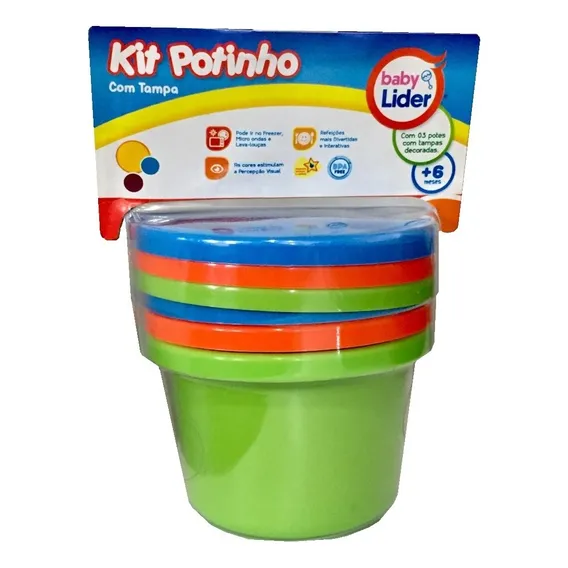 Pote para alimentos Líder Brinquedos Kit Potinho com Tampa Foto 1