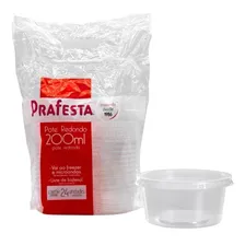 Pote Plástico 200ml Descartável Redondo C/tampa - 24 Unidades Foto mini 3
