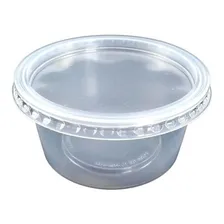 Pote Plástico 200ml Descartável Redondo C/tampa - 24 Unidades Foto mini 1