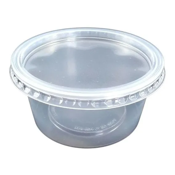 Pote Plástico 200ml Descartável Redondo C/tampa - 24 Unidades Foto 1
