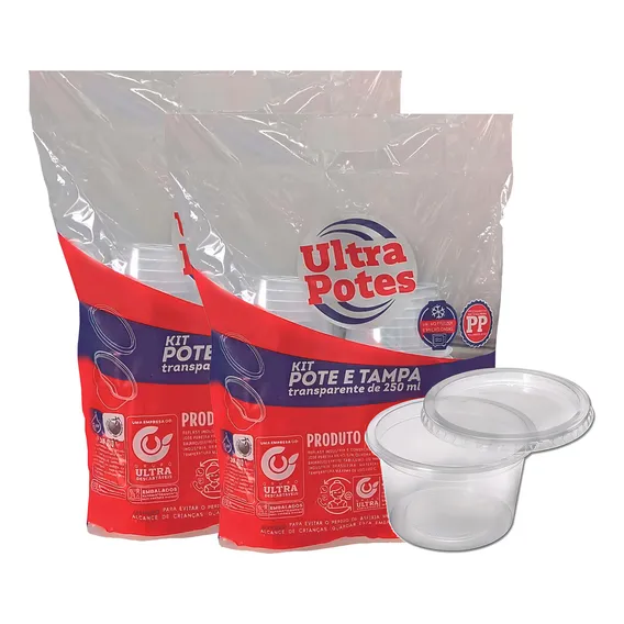 Pote Plastico Descartavel Redondo C/tampa 250ml C/50 Ultra Foto 1
