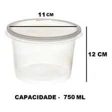 Pote Plástico Redondo 750ml Gastronomia Comida 25 Und Pote Foto mini 3