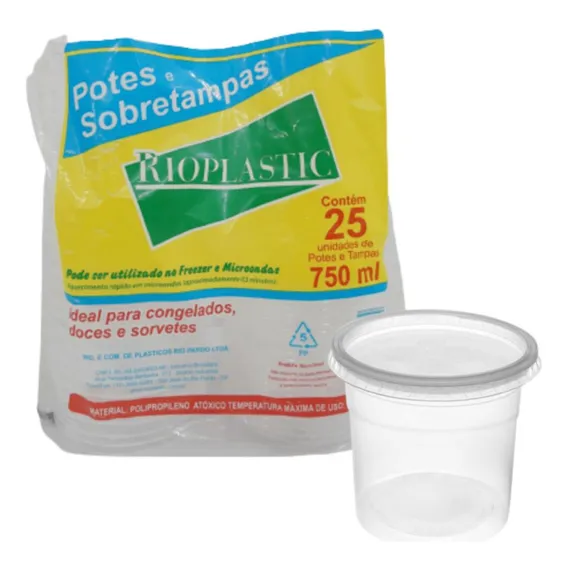 Pote Plástico Redondo 750ml Gastronomia Comida 25 Und Pote Foto 1
