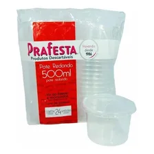 Pote Redondo Com Tampa 500ml Prafesta 48 Unidades Cor Cristal Foto mini 1