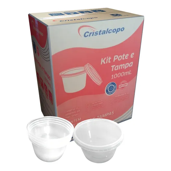 Pote Redondo Com Tampa Freezer Microondas Cx C/150un 1000ml Foto 1