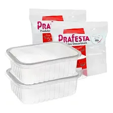 Pote Retangular 500ml Marmita Fitness 24un C/ Tampa Prafesta Foto mini 1