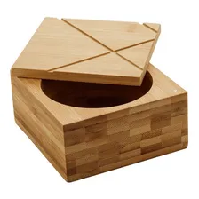 Pote Saleiro Bambu Lyor Com Tampa Para Cozinha 13x13x7cm Qua Foto  mini 1