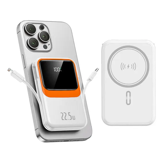 Power Bank 10000mah Carregador Portátil Super Rápido 22.5w,carregador Externo Universal De Energia Portátil Para Celular, Energia Magnética Para Celular, Compatível Com Ios E Android Branco Foto 1