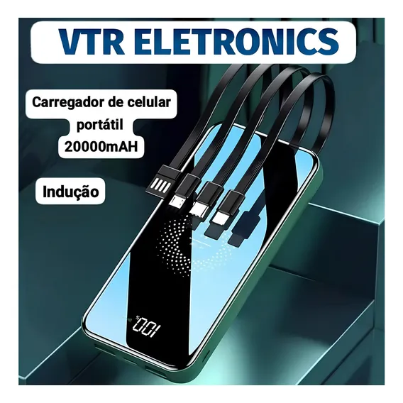 Power Bank 20000mah Carregador Portátil Super Rápido Carregador De Indução Carregador De Celular Portatil Com 4 Portas De Carregamento De Entrada/saÃda Powerbank Turbo Power Bank Carregador Portátil Foto 1
