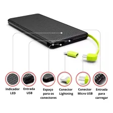 Power Bank Slim Carregador Portátil Pineng 10.000 Mah Cor Preto Foto mini 4