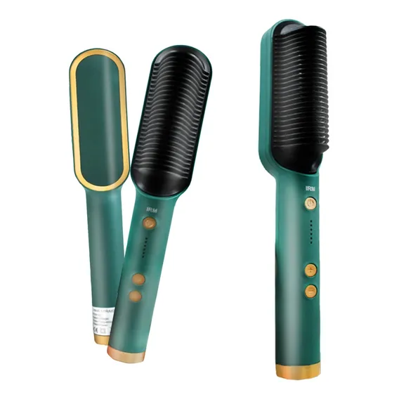 Prancha Escova Alisadora Com Pente Profissional Bivolt Verde Foto 1