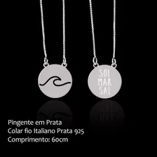 Prata + Pingente Escapulario Masculino Sol, Mar, Praia Cor Prateado Foto mini  3